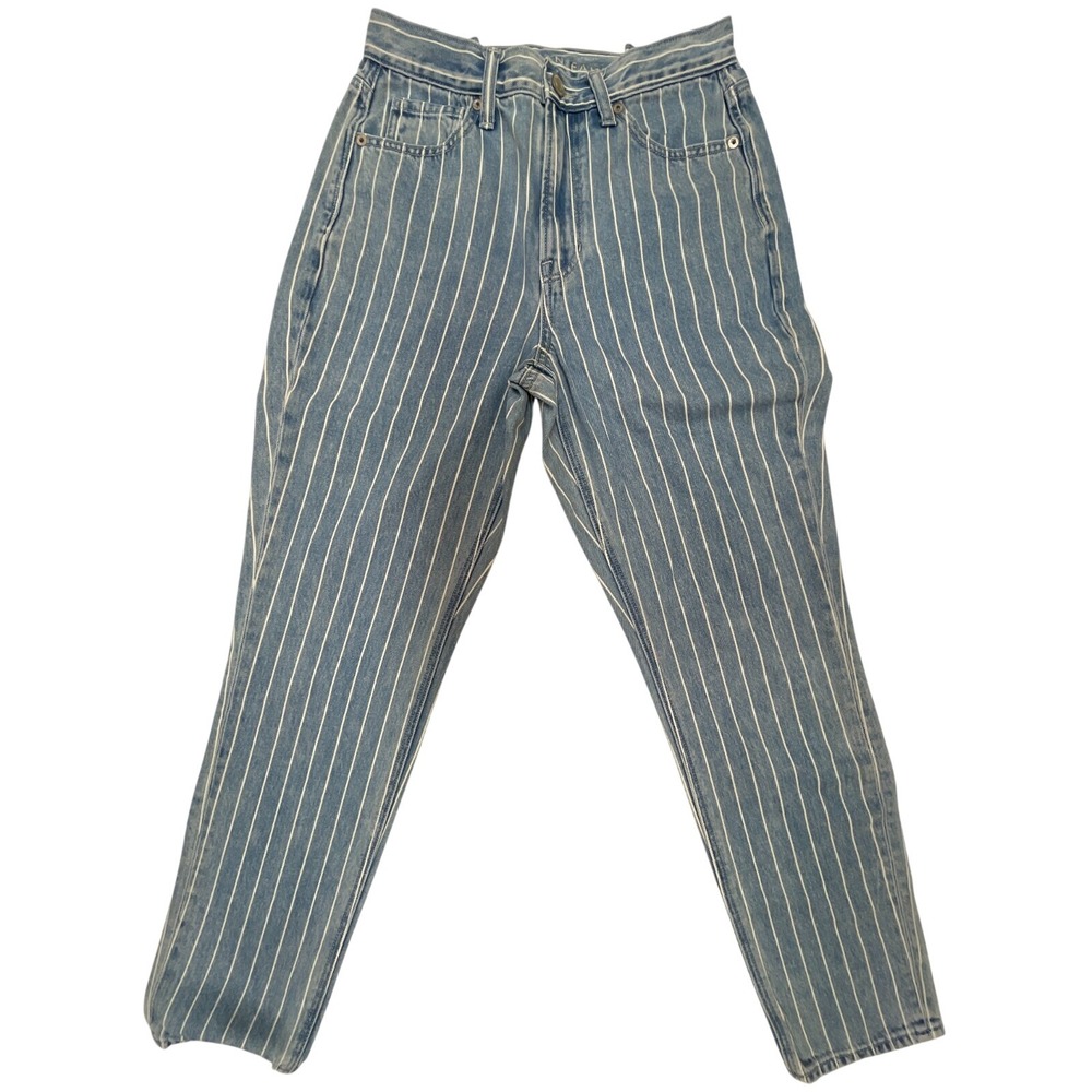 American‎ Eagle Pinstripe Mom Jeans Light Wash Blue White Striped Size 2 Regular
